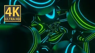 Abstract Background Video 4k VJ LOOP NEON Green Teal Metallic Organic Tunnel Screensaver Visual ASMR