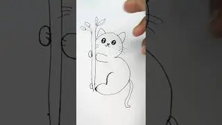 Cat drawing video | how to draw a cat climbing tree step by step tutorial