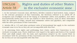 UNCLOS Article 58, Rights and duties of other States in the exclusive economic zone