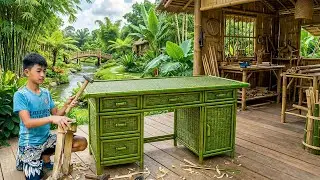 Living Off-Grid: Orphan Boy Building a Simple Living Room Table in a Poor Rural Village
