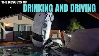 На шокирующем видео видно, как автомобиль на большой скорости взлетает в воздух и выбрасывает вод...
