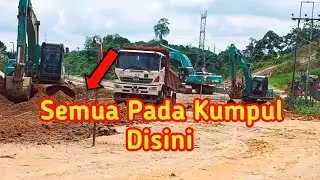 Large Excavator Working On Road Construction