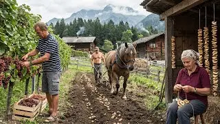 Bountiful Fruit & Vegetable Harvest in the Fields, Harvesting potatoes and making dried apples.