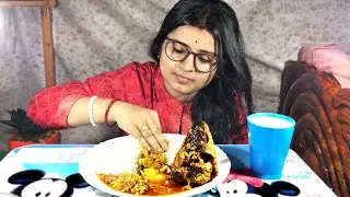ASMR l Eating Spicy Big Fish Head Curry With Rice l Messy Eating Show with Talking