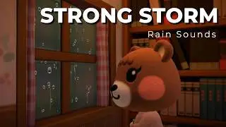 【ACNH ASMR】Heavy Thunderstorm & Rain Sounds for Sleep ⛈️ Cozy Library Ambience