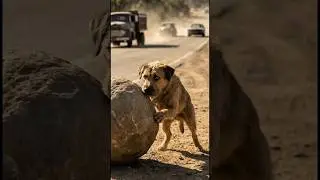He rolled a stone into the road to stop a car. just to save the one he loved. 🐾  #DogRescue #gooddog