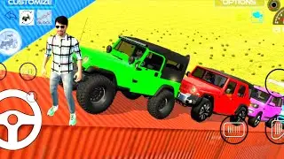 Green Thar vs Red Jeep 😱 Impossible Climb | Indian Cars Simulator 3D Gameplay