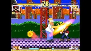 SK MUGEN - 4 vs 4 Team Super Mario vs Team Homer Simpson + Extra