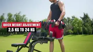 FITSPACE Adjustable Dumbbells | 15 Weights in One &bull; Space-Saving Home Gym Gear