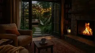 Peaceful Afternoon by the Fireplace | Cozy Garden Ambience with No Music