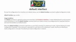 Cool Cisco IOS Commands - default interface - Part 1