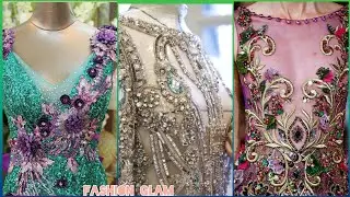 Fully Beaded & Sequins Work Bodice Evening Dress/Wedding Gowns/Beads Work Mother Of The Bride Dress