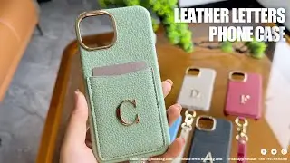 Good quality personalized Litchi leather card holder phone case for iPhone case with name initials