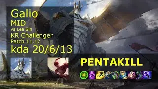 Galio Mid vs Lee Sin - KR Challenger 20/6/13 Patch 11.12 Gameplay // [롤] 갈리오 vs 리 신 미드
