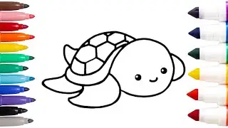 How To Draw Cute Tortoise Drawing,Painting & Coloring For Kids and Toddlers_🌈🎨
