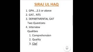 The Basic Steps to Get Admission in Mphil Esp. at NUML.