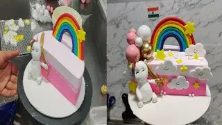 Half Birthday Baby Cake Design ( How to Make ) Rainbow Baby Cake | Birthday girl Cake | only cake
