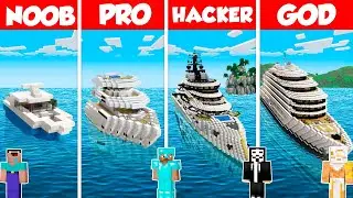 Yacht Build Battle Challenge - Noob vs Pro vs Hacker vs God - Minecraft Animation