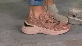 Skechers Street Rhinestone Lace-Up Sneakers-Hazel on QVC