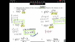 Alg2 3 1A Domain of Rational Expressions