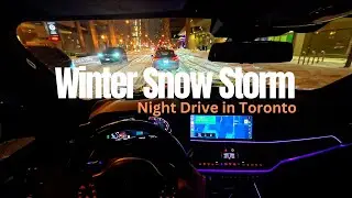 Night Drive in Toronto After Extreme Snow Storm | BMW X5 M50i