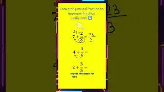 Convert Mixed Fraction to Improper Fraction FAST ⚡ | Maths Trick #shorts #fractions #fractiontricks