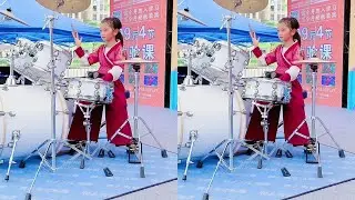 小精灵博雅，户外架子鼓演奏初恋情人#架子鼓 #粤语歌 @抖音小助手 @抖音音乐 @DOU+小助手