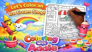 Let's Color an Ice Cream Shop | Coloring With Addie