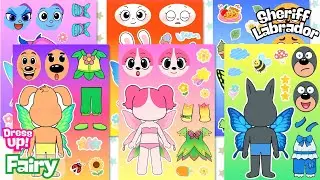 Sheriff Labrador Fairy Dress Up Cute Sticker Book 🧚🏻&zwj;♀️🐶 | 래브라도 경장 요정 옷입히기 귀여운 스티커북 | ASMR 🧚🏻&zwj;♂️🐶