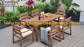 TANFLY POLY WOOD DINING CHAIR AND TABLE 7PIECES