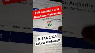 🚨 FULL SCHEDULE & BROCHURE RELEASED!! | JOSSA 2024 #jee2024 #josaa #shorts