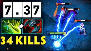 Safe lane Carry Razor New Patch 34Kills Thunderhead Butterfly + Satanic Builds Dota 2