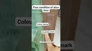 [9reno] Poor condition of aluminium sliding door. colour faded, stained, scratches, holes etc