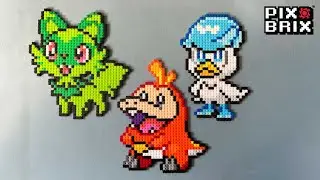 Sprigatito, Fuecoco & Quaxly Pok&eacute;mon GEN 9 Pixel Art - Pix Brix Инструкции