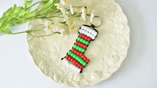 How to Make Christmas Stocking Shaped Keychain with ponybeads?