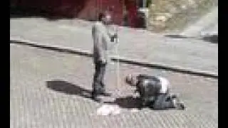 Blind man with drunken friend