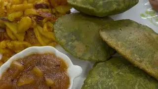 Fenugreek Puri, Potato Bhujia, Apple Chutney