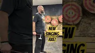 World Champion axe thrower testing new singing axe! The sound is magical!
