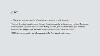 Psychology and Therapy: Adolescents