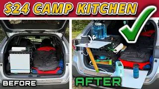 $24 DIY Camp Box for My Subaru | Cooking, Storage & Flip-Up Table!