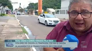 Volume de chuva ultrapassa 130 mm e causa alagamentos e transtornos em Corumb&aacute;
