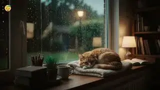 Fall Asleep Fast 🌧️ Rain Sounds with a Sleeping Cat by the Window