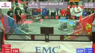 VEX Worlds 2016 - VRC Middle School - Spirit - Qual 69 (7646A 8025B) 213 vs 101 (5777K 4318C)
