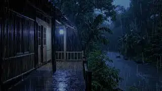 Deep Sleep Guaranteed 😴 Jungle Rain Surrounding a Cozy Bamboo House