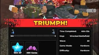 Solo hardcore triumph | 46m 53s | Wrecked Battlefield | No exclusive towers | Skill tree disabled WR
