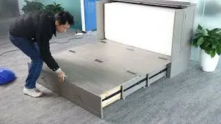 Murphy Bed with Foam Mattress, USB Charging Station Foldable Bed Cabinet for Bedroom Guest Room