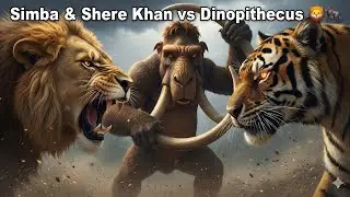 Simba & Shere Khan vs Dinopithecus 🦁🦍 | Mammoth as a Deadly Weapon | AI Animal Battle 