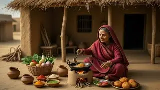 Miniature Nazin Doll Desert Village Cooking | Curry Pakora ASMR