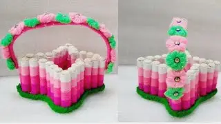 DIY woolen Basket | How To Make Thread spools &  Wool Basket | Woolen craft