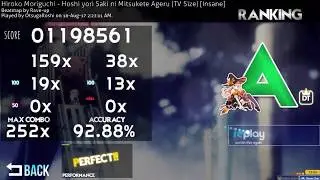 Osu! - One Punch Man Ending  Hoshi yori Saki ni Mitsukete Ageru [Insane] +DT (92.88%)